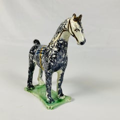 Antique Creamware Pottery Horse Dapple Gray Made St Anthony’s Pottery circa 1800