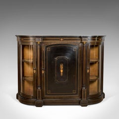 Antique Credenza, English Victorian Ebonized Cabinet, Classical Overtones