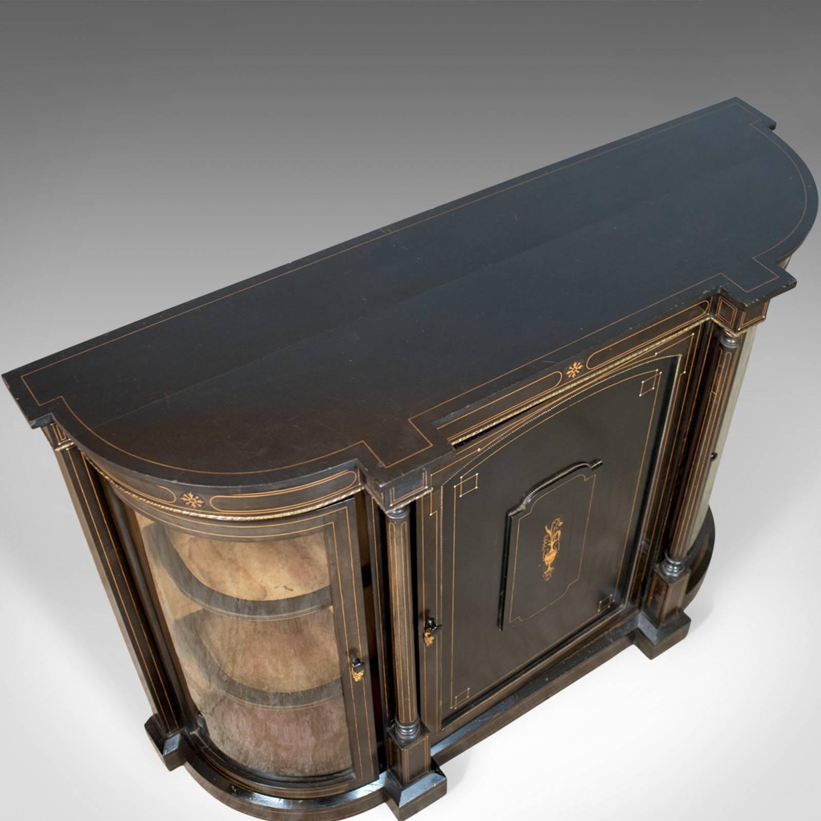 19th Century Antique Credenza, English Victorian Ebonized Cabinet, Classical Overtones
