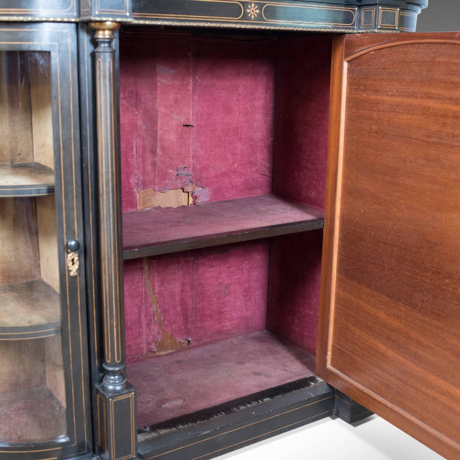Antique Credenza, English Victorian Ebonized Cabinet, Classical Overtones 3