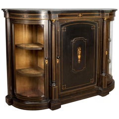 Antique Credenza, English Victorian Ebonized Cabinet, Classical Overtones