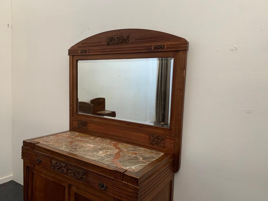 Antique Credenza with Mirror in Cherry, 1890s, Set of 2 For Sale 12