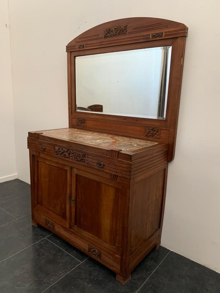 Antique Credenza with Mirror in Cherry, 1890s, Set of 2 For Sale 13