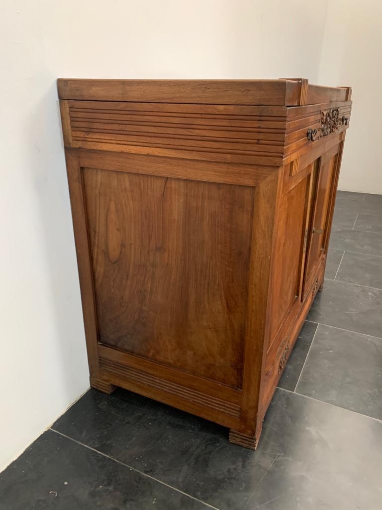 Antique Credenza with Mirror in Cherry, 1890s, Set of 2 In Good Condition For Sale In Montelabbate, PU