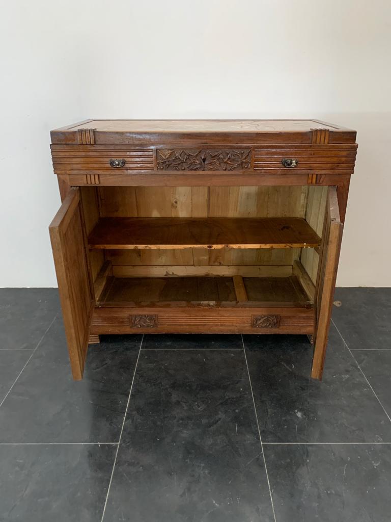Late 19th Century Antique Credenza with Mirror in Cherry, 1890s, Set of 2 For Sale
