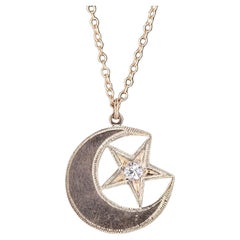 Antique Crescent Conversion Necklace of 14k Gold