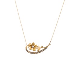 Antique Crescent Moon Conversion Necklace Victorian Seed Pearl Flower 14k Gold