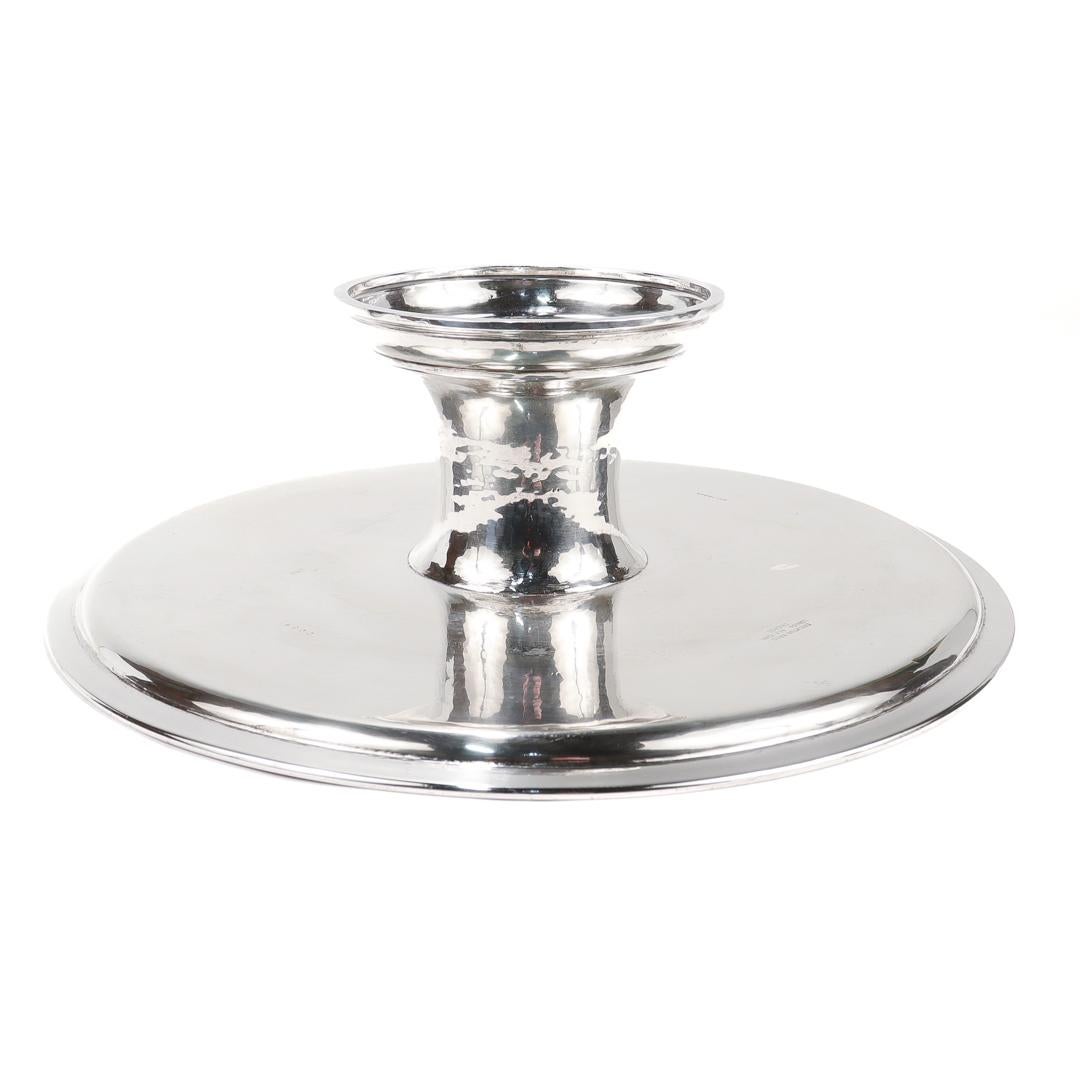 Antique Crested Crichton Bros. Hand Hammered Sterling Silver Tazza or Cake Stand For Sale 2