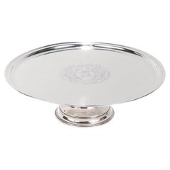 Used Crested Crichton Bros. Hand Hammered Sterling Silver Tazza or Cake Stand