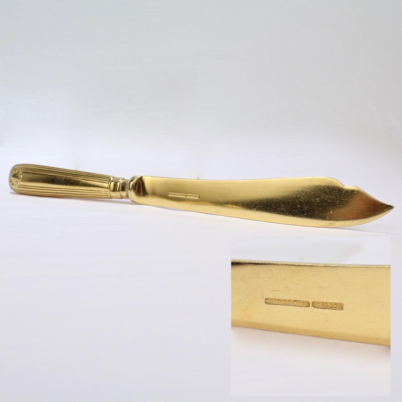 Antique Crested English  Mappin & Webb Gold-Plated Luncheon Flatware Set 4