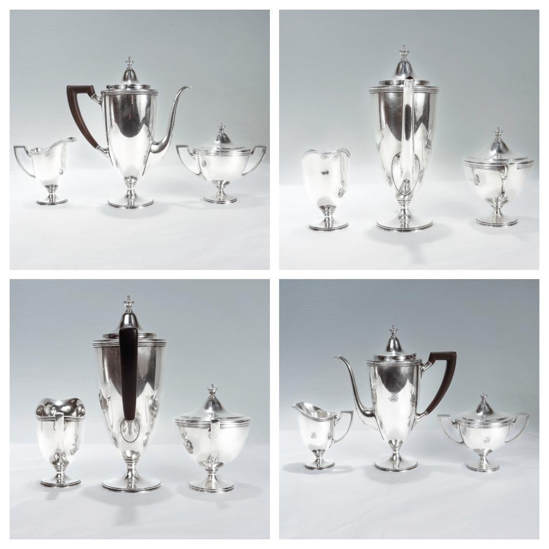 Edwardian Antique Crested Tiffany & Co Sterling Silver Tea or Coffee Set For Sale