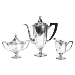 Juego de té o café antiguo de plata de ley con cresta Tiffany & Co.