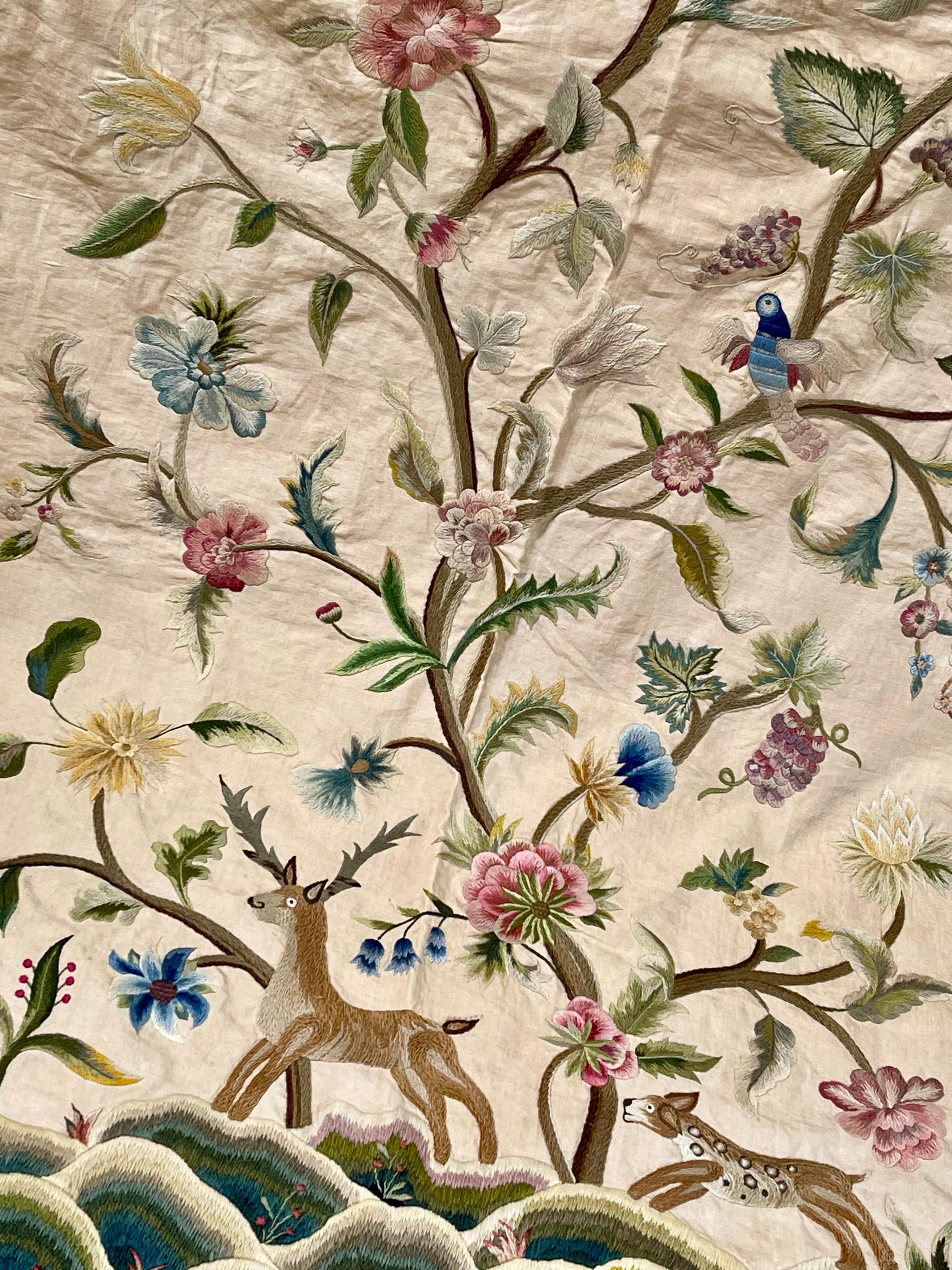 Cubierta antigua de Crewelwork Artes y Oficios ingleses 3