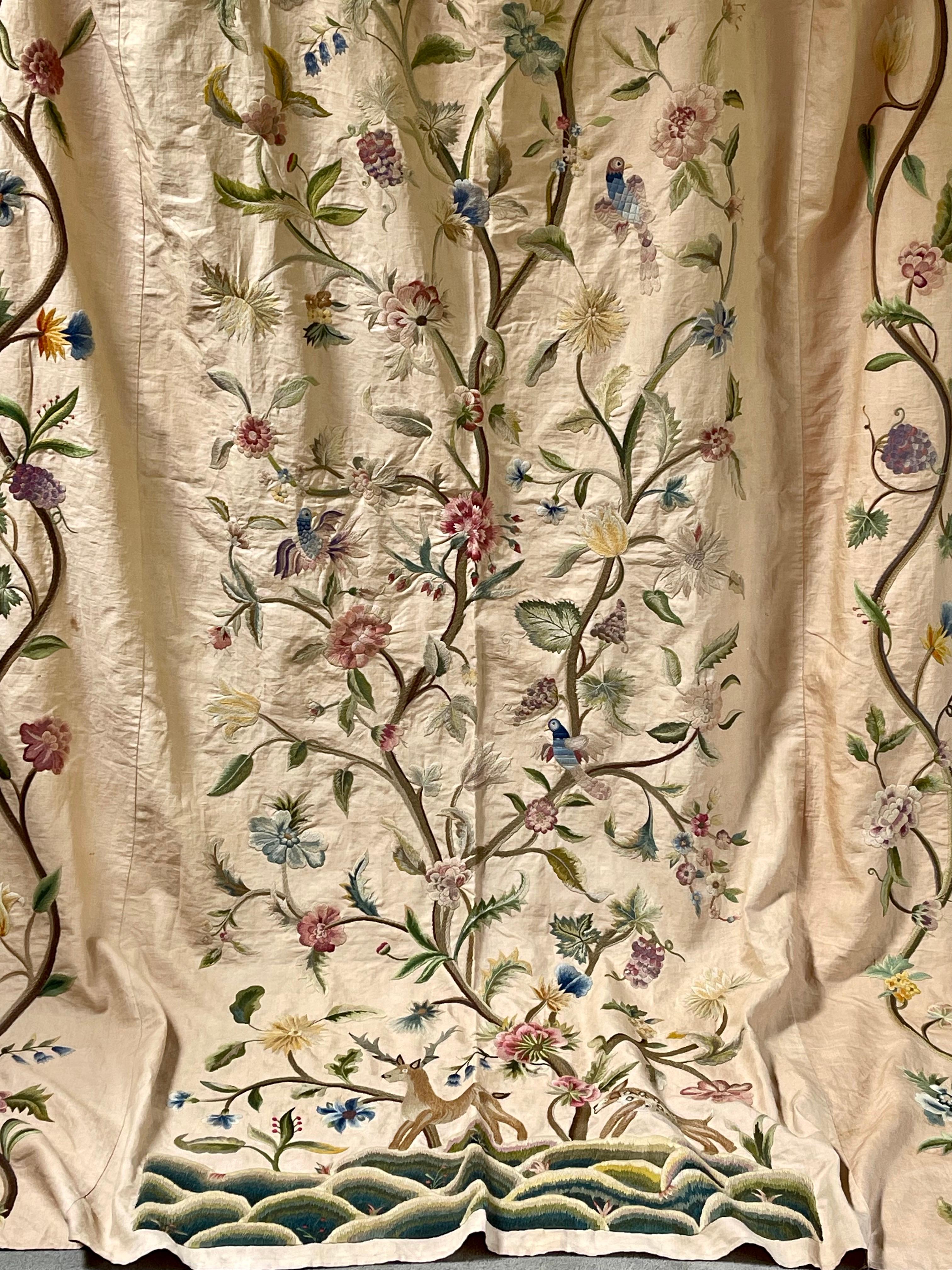 Cubierta antigua de Crewelwork Artes y Oficios ingleses 5