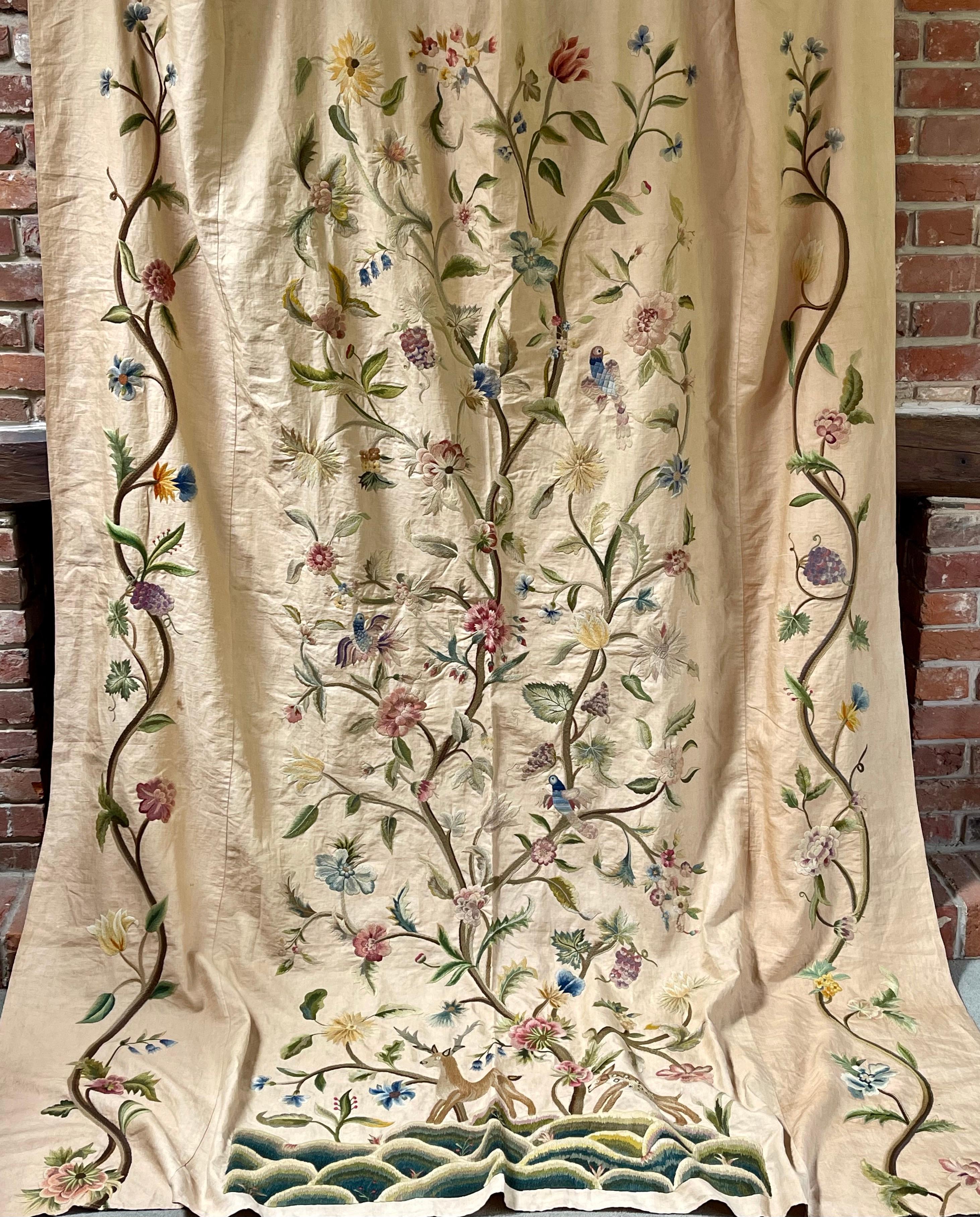 Cubierta antigua de Crewelwork Artes y Oficios ingleses Artes y manualidades