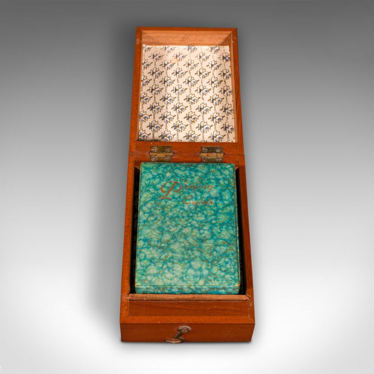 British Antique Cribbage Game Case, English Gaming Box, Playing Cards, Edwardian, C.1910 For Sale