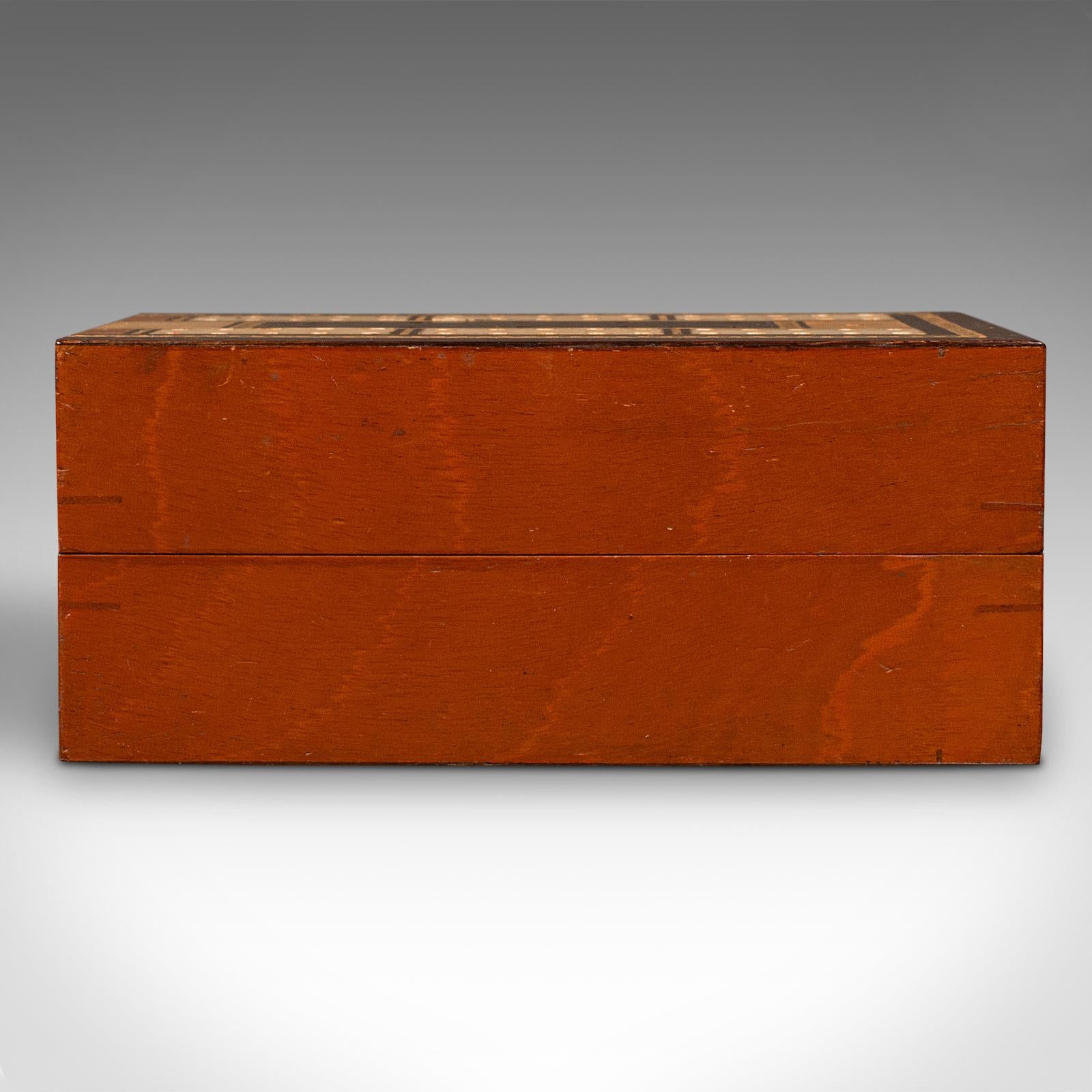 20th Century Antique Cribbage Game Case, English Gaming Box, Playing Cards, Edwardian, C.1910