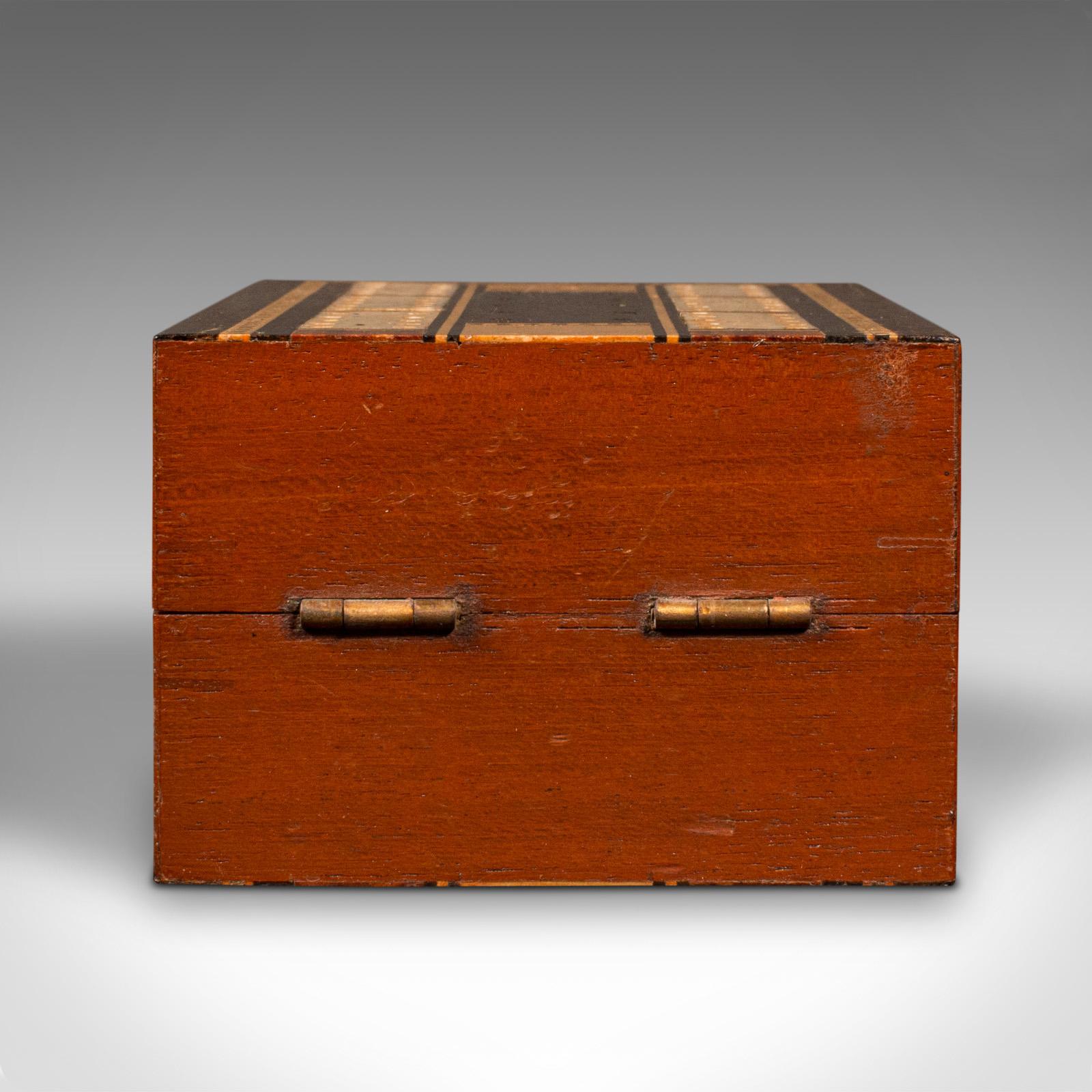 Antique Cribbage Game Case, English Gaming Box, Playing Cards, Edwardian, C.1910 1