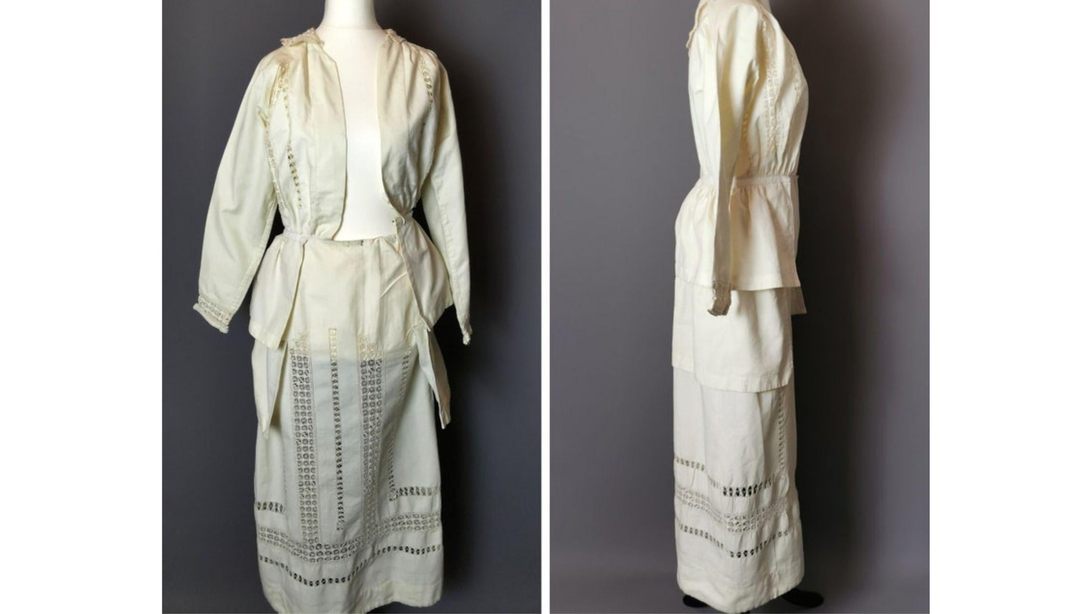 Women's Antique Crochet work day dress, walking dress, two piece  For Sale