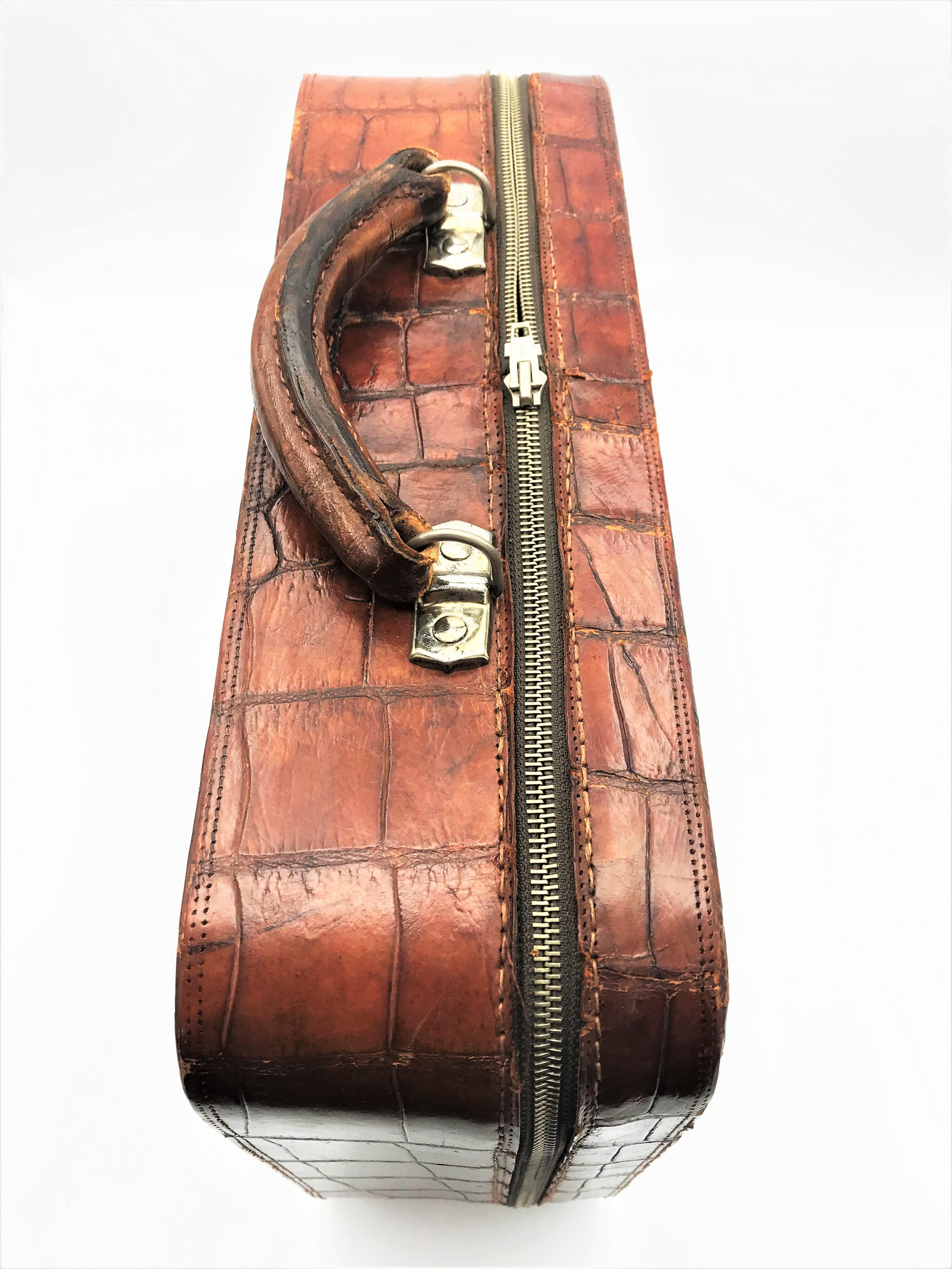 Antique Crocodile Beautycase around 19th Century UK For Sale 4