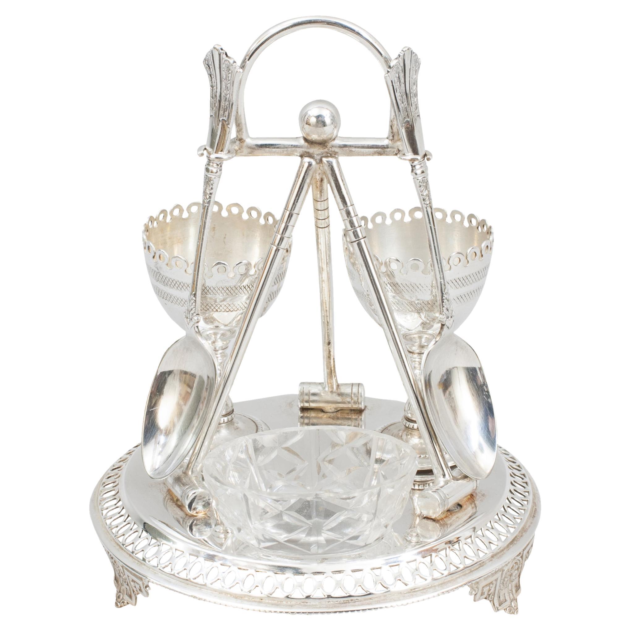 Antique Croquet Egg Cups On Stand For Sale