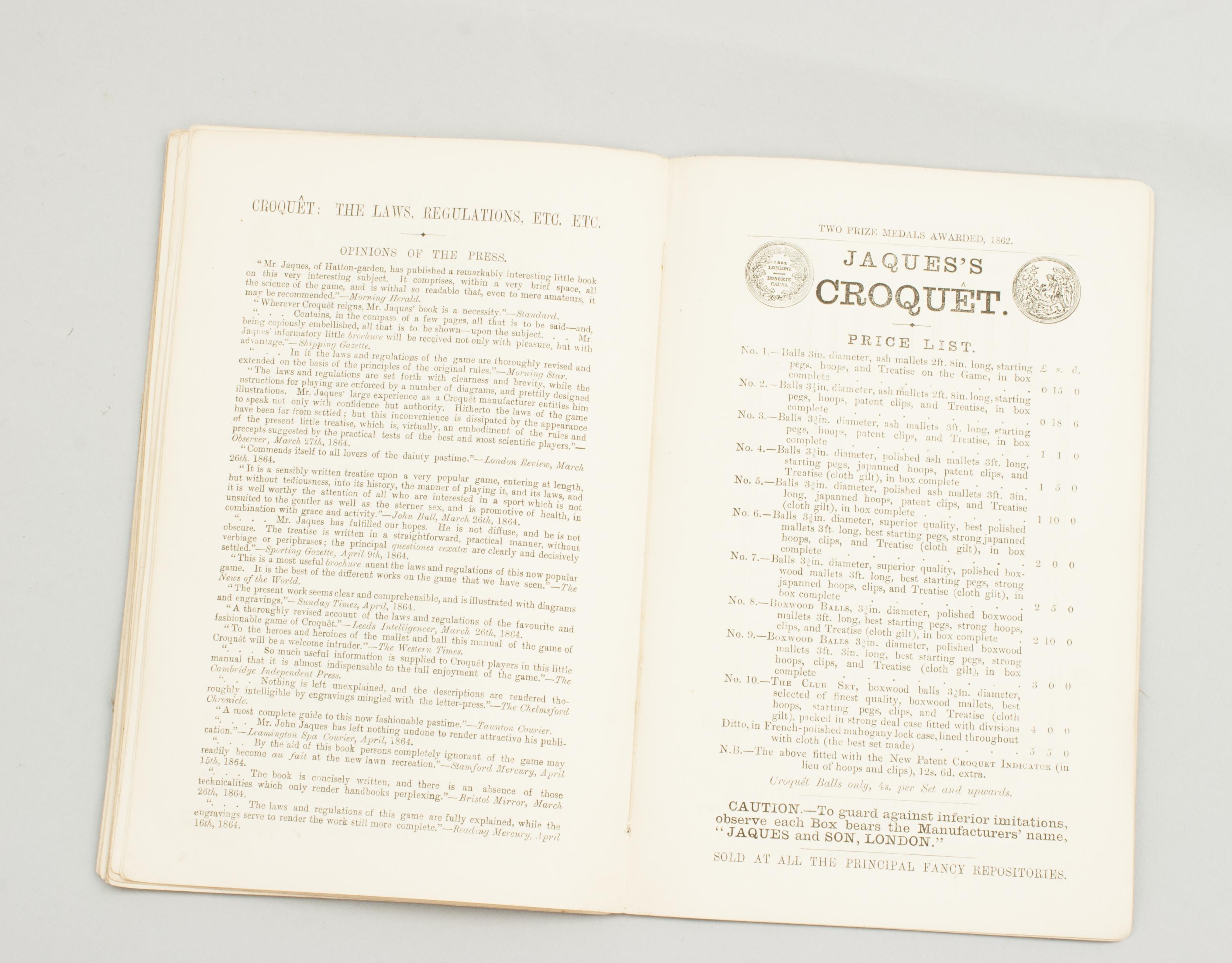 Antique Croquet Rules Book, Croquet by Jacques For Sale 8