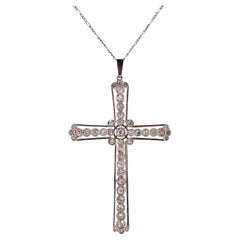 Antique Cross Pendant Necklace in Platinum 
18kt Gold with 3.60 CTW in Diamonds