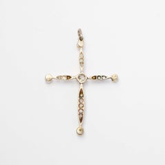 Antique cross pendant with diamonds and pearls