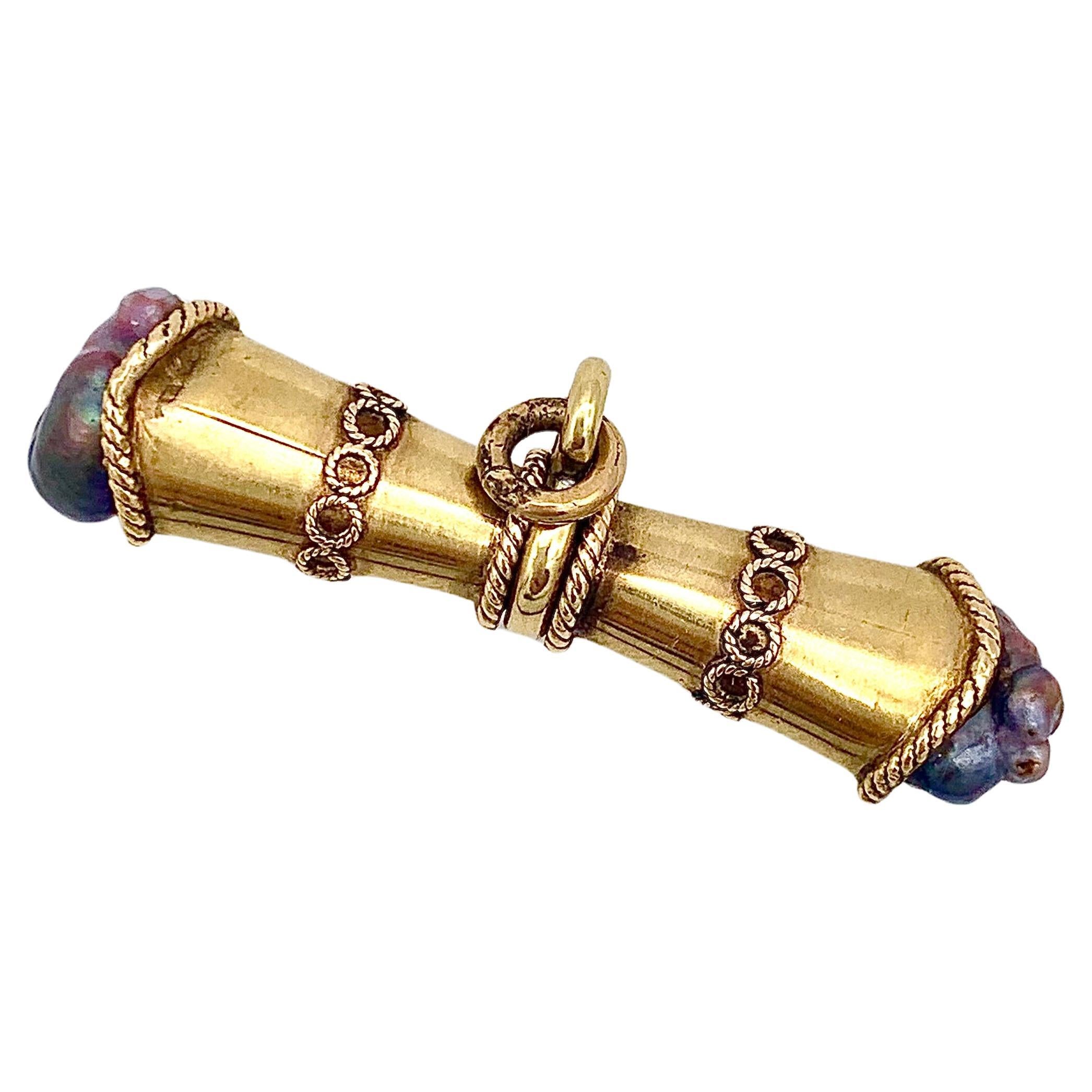Cruceta antigua para colgante de cadena de reloj de caballero Perla barroca natural Oro en venta