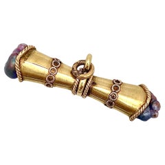 Antique Crossbar for Gentlemen's Watch Chain Pendant Natural Baroque Pearl Gold
