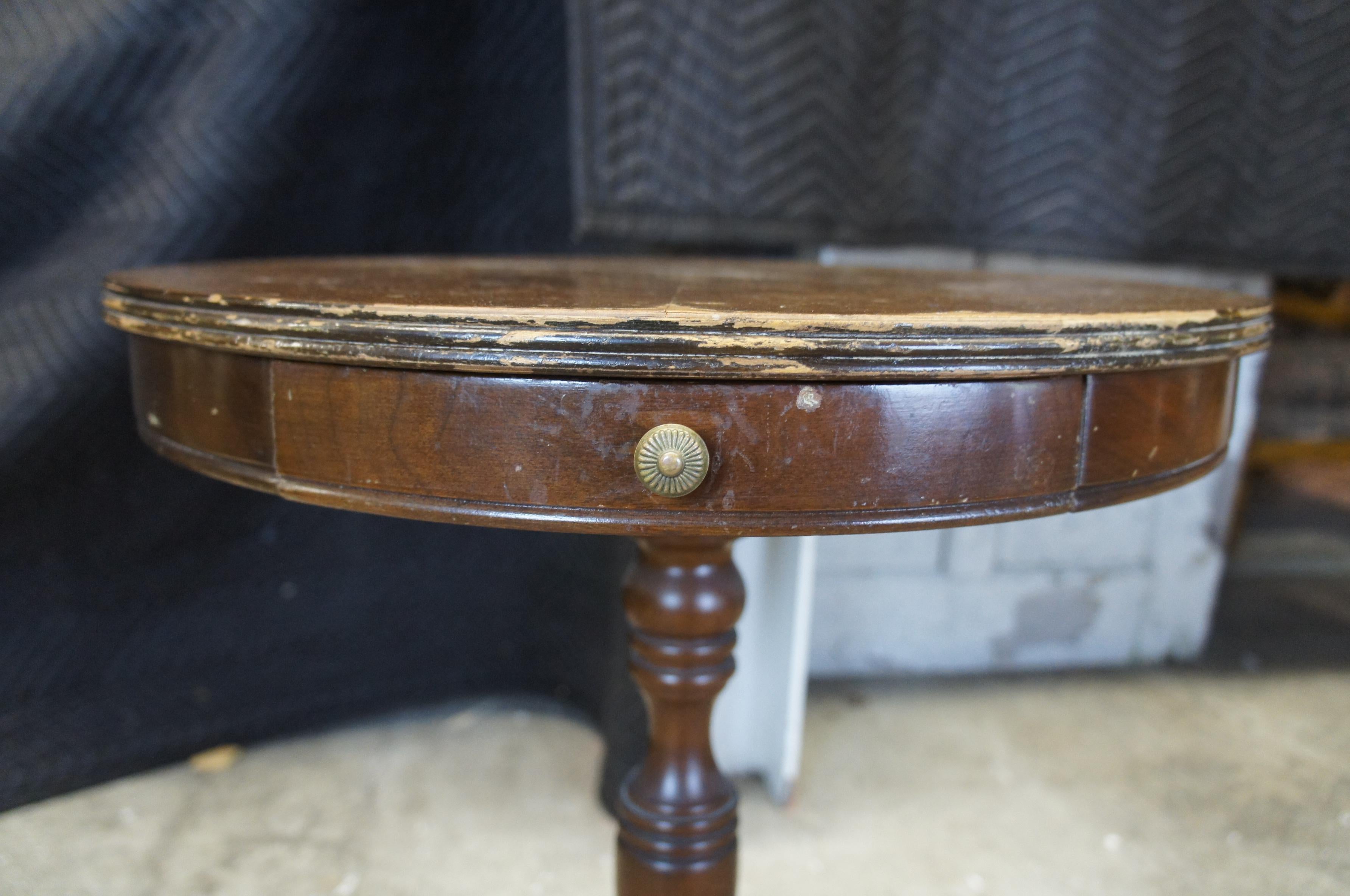 Antique Crotch Mahogany Duncan Phyfe Round Side Pedestal Table Plant Stand 1
