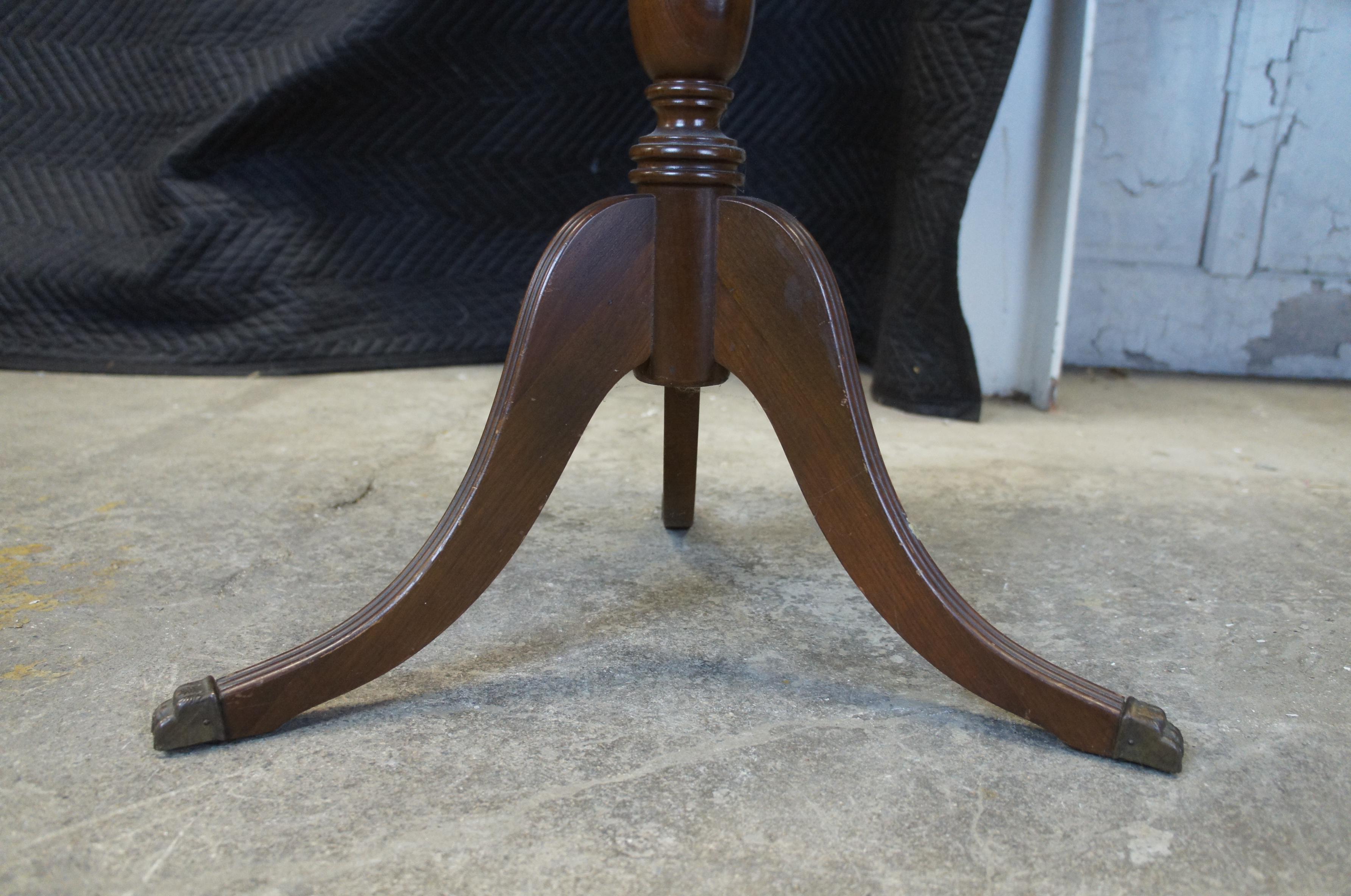 Antique Crotch Mahogany Duncan Phyfe Round Side Pedestal Table Plant Stand 2