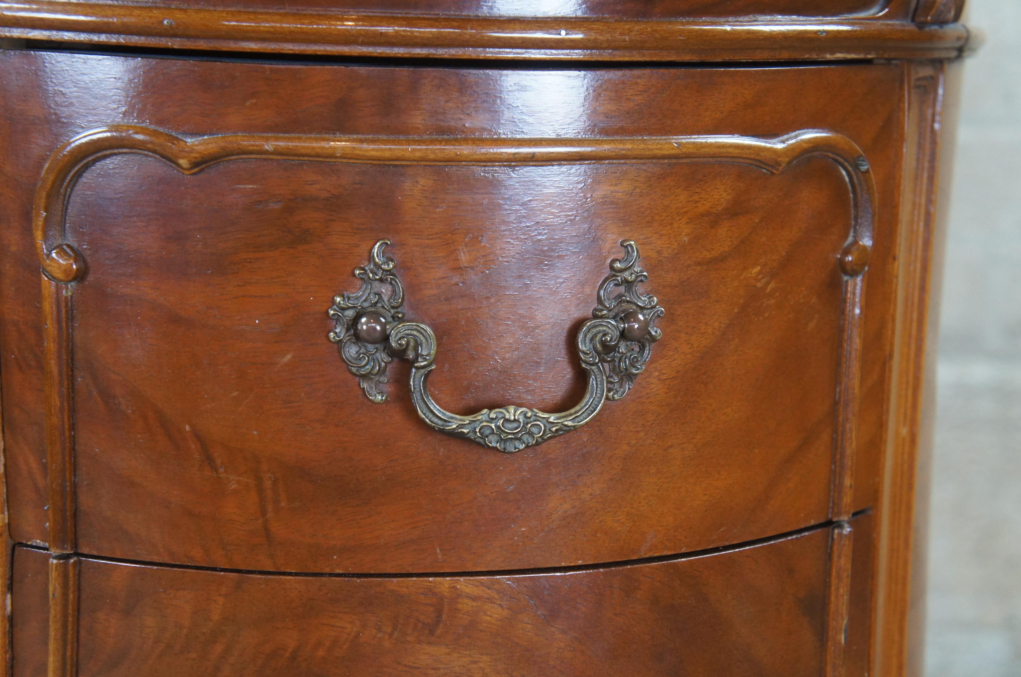 Antique Crotch Walnut French Provincial Louis XV Kidney Writing Vanity Desk 1