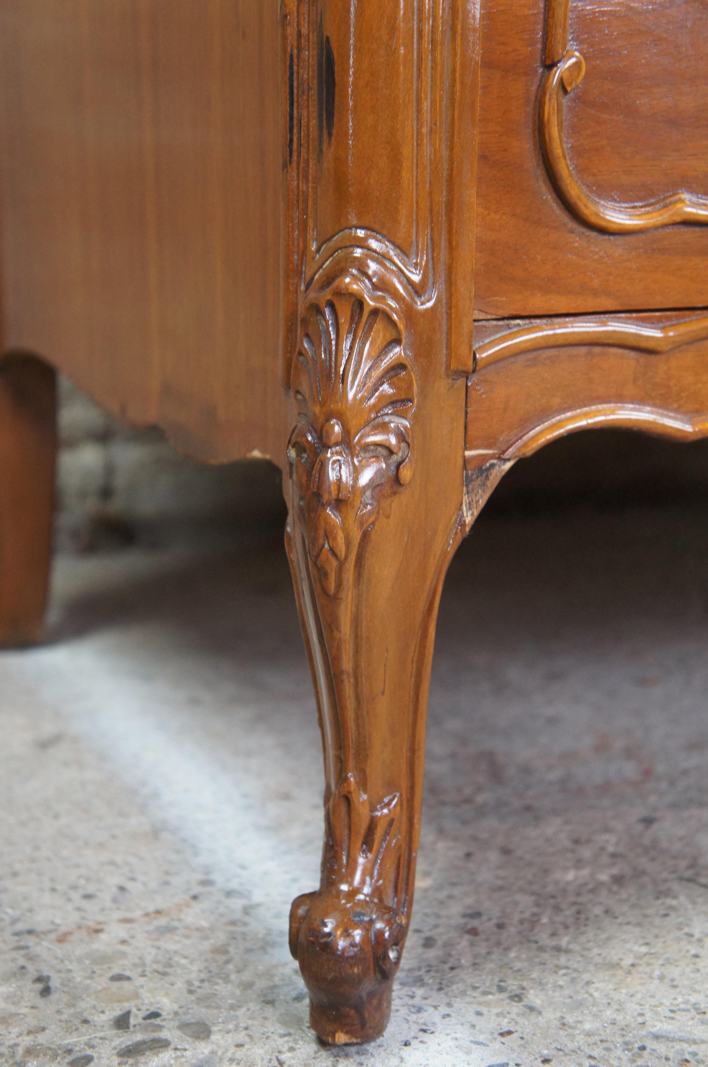 Antique Crotch Walnut French Provincial Louis XV Serpentine High Tallboy Dresser In Good Condition In Dayton, OH