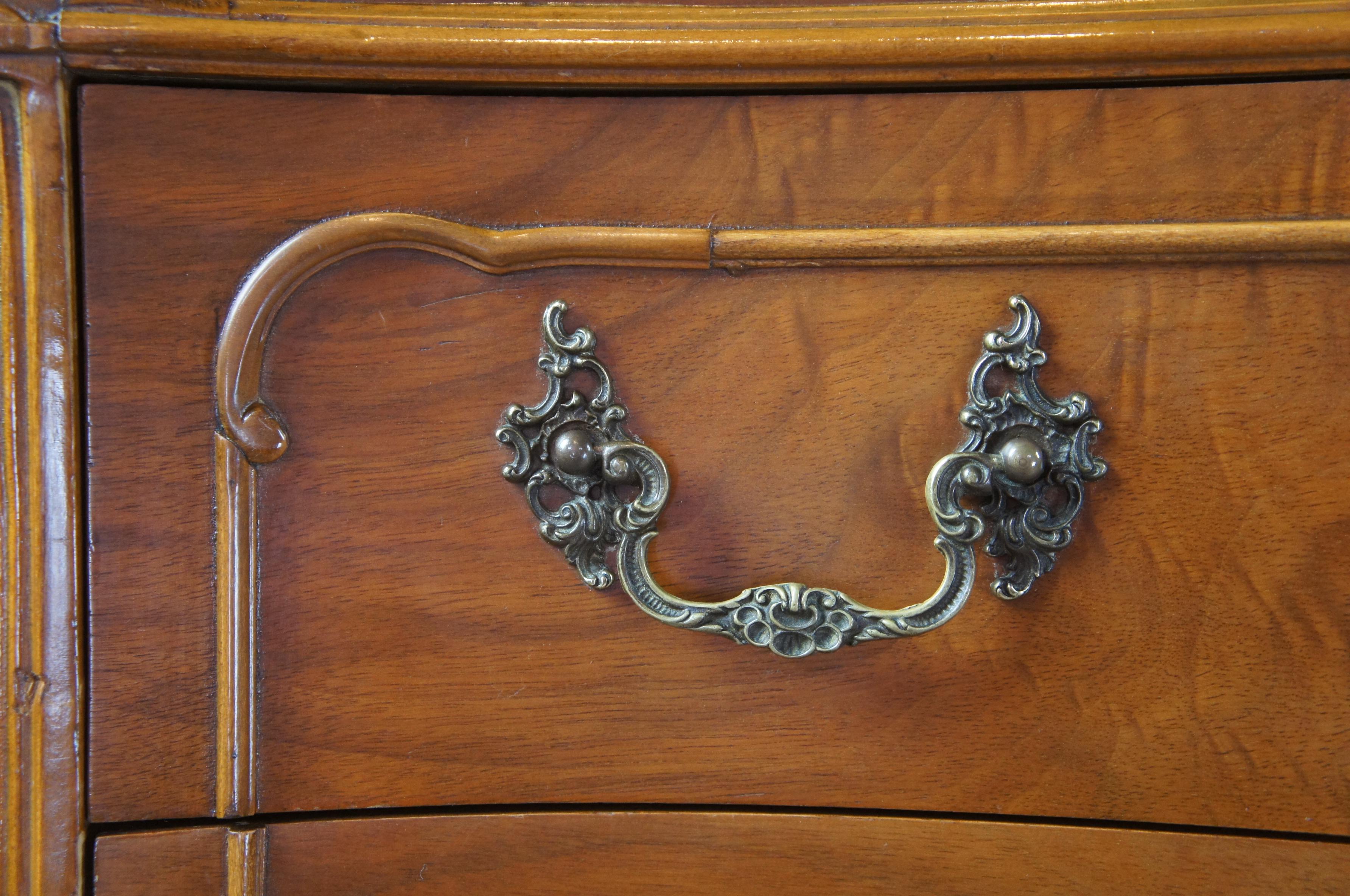 Antique Crotch Walnut French Provincial Louis XV Serpentine High Tallboy Dresser 1