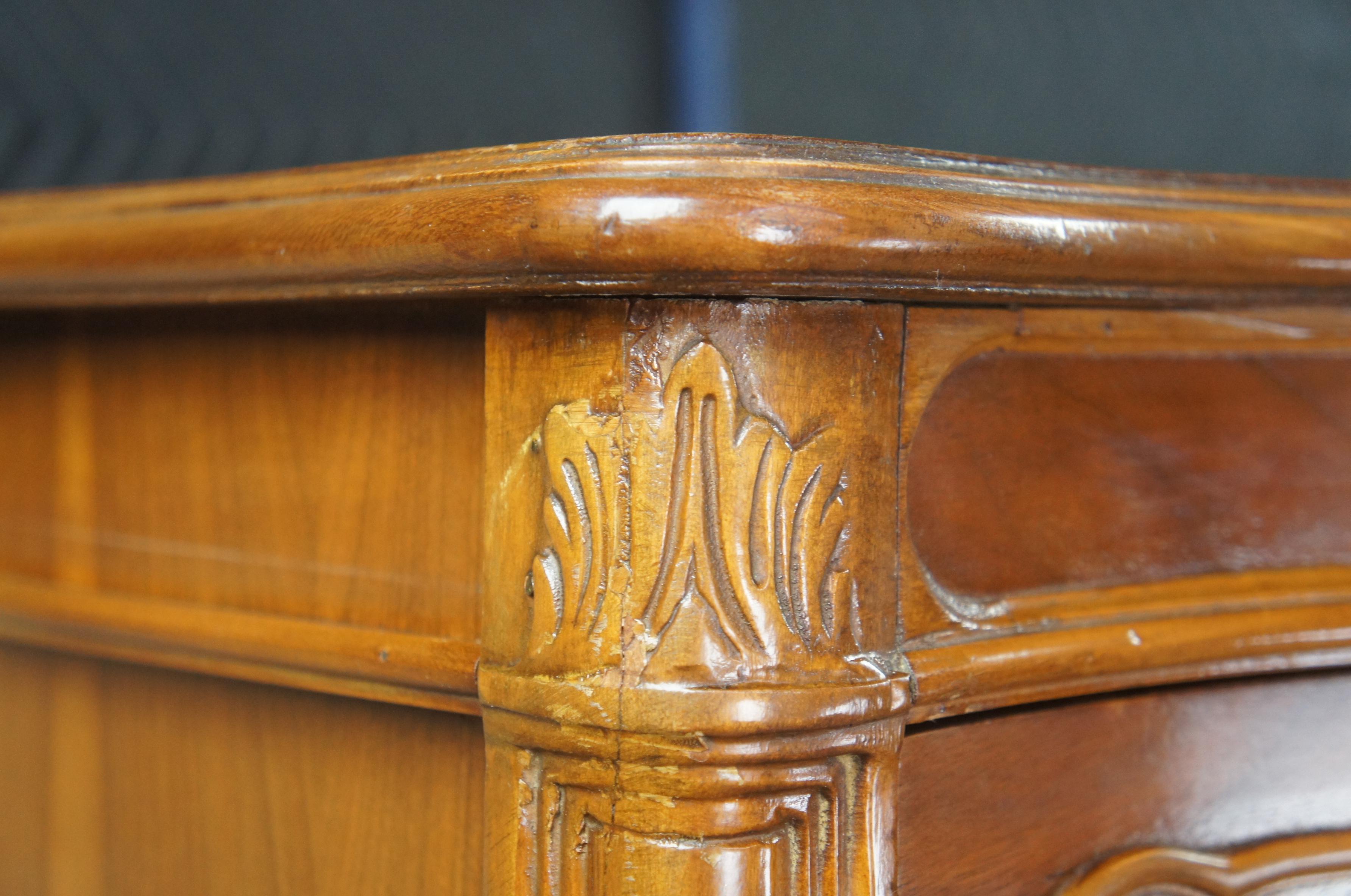 Antique Crotch Walnut French Provincial Louis XV Serpentine High Tallboy Dresser 2