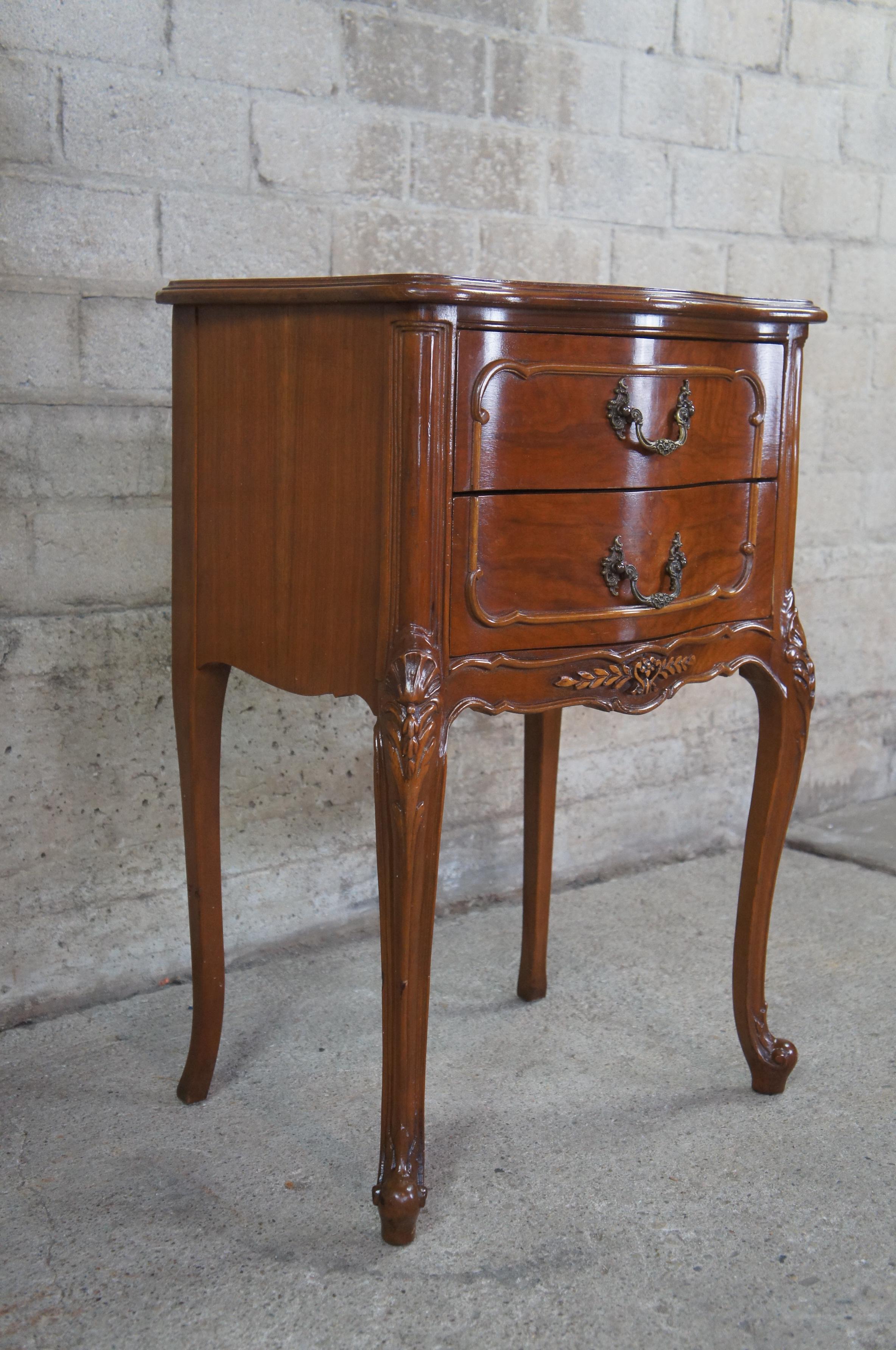 Antique Crotch Walnut French Provincial Louis XV Serpentine Nightstand Table 3