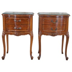 Antique Crotch Walnut French Provincial Louis XV Serpentine Nightstand Table
