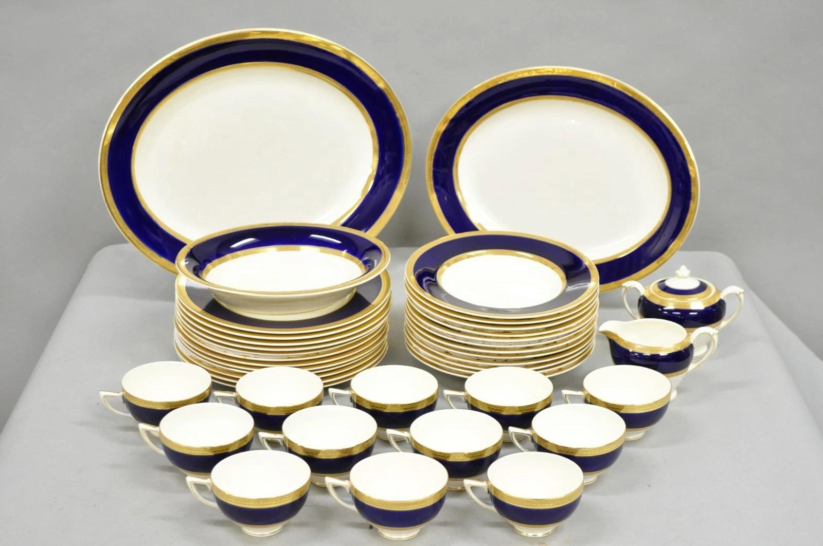 Antike Crown Ducal England Colfax Englisch Regency Kobaltblau & Gold 41 Stk. im Angebot 10