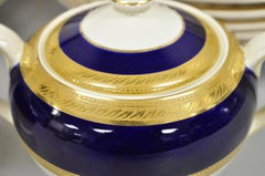 Antique Crown Ducal England Colfax English Regency Cobalt Blue & Gold 41 Pcs