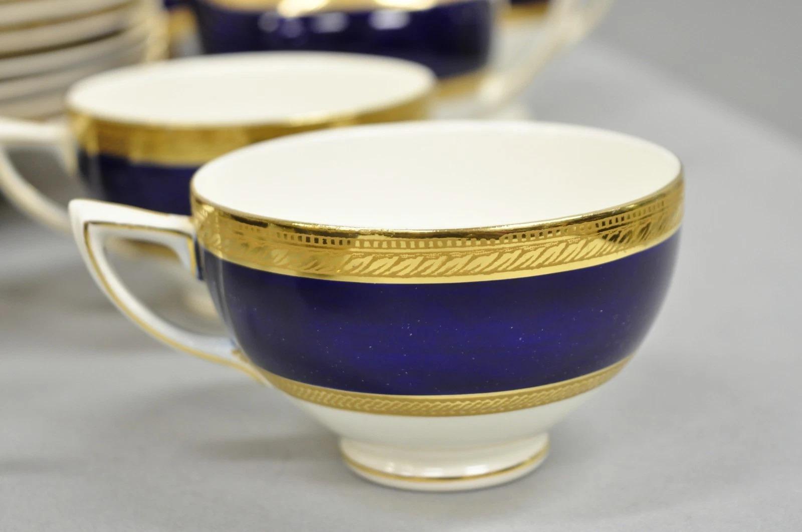 Antike Crown Ducal England Colfax Englisch Regency Kobaltblau & Gold 41 Stk. im Zustand „Gut“ im Angebot in Philadelphia, PA