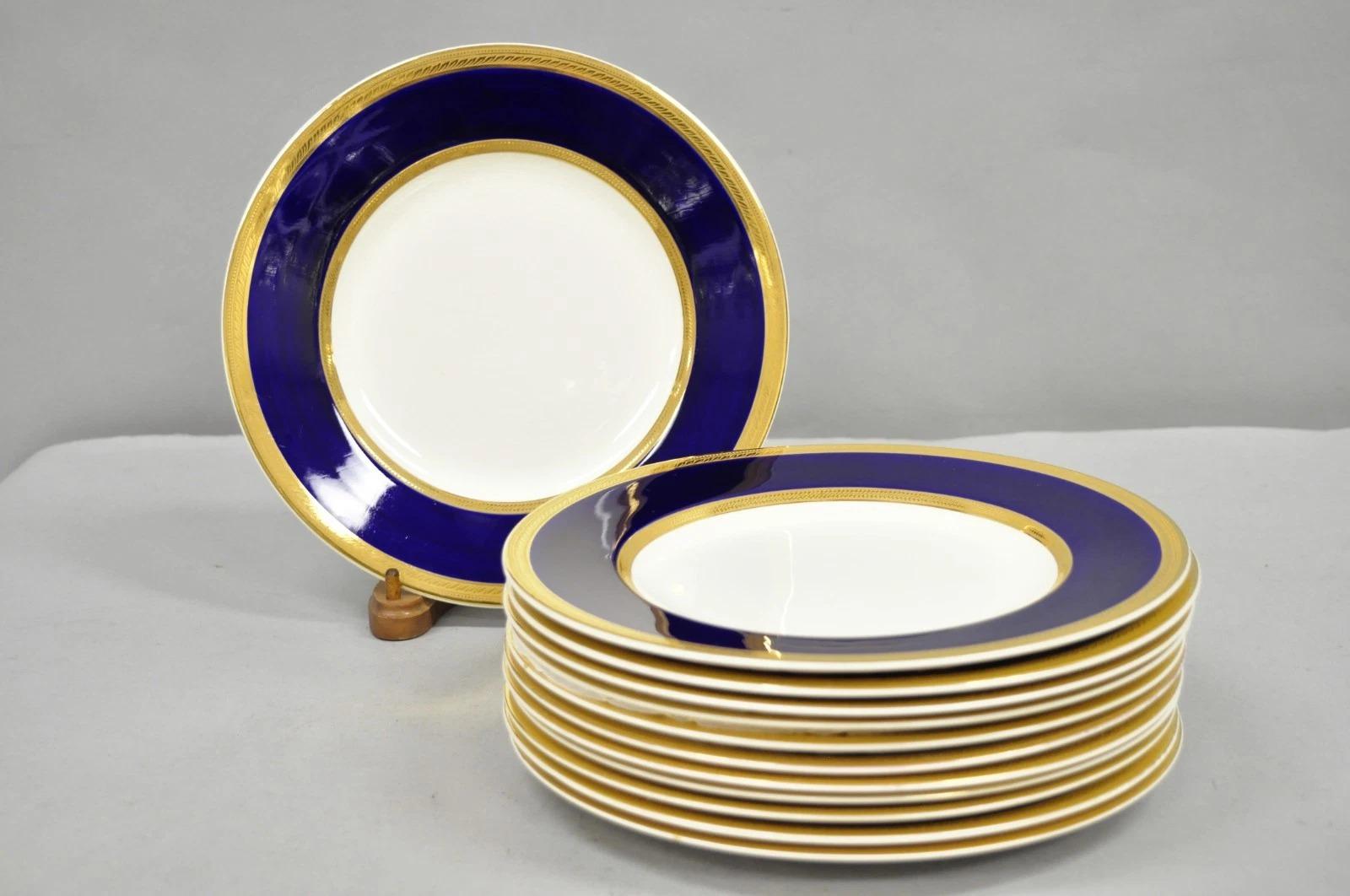 Antike Crown Ducal England Colfax Englisch Regency Kobaltblau & Gold 41 Stk. im Angebot 1