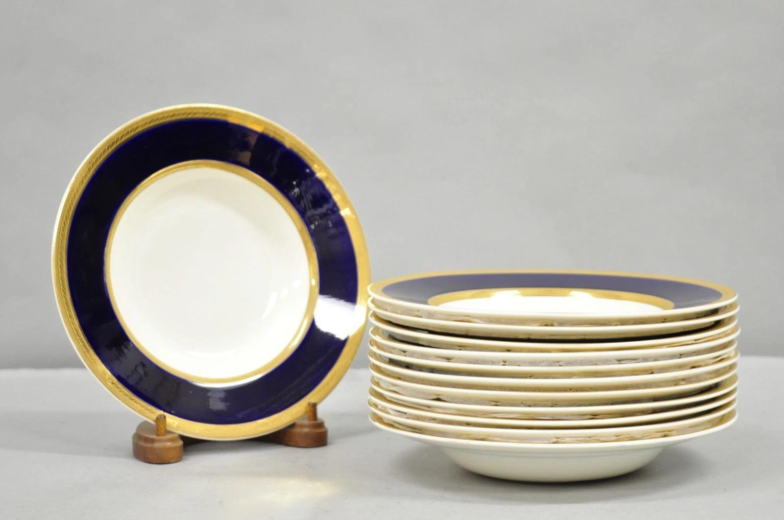 Antike Crown Ducal England Colfax Englisch Regency Kobaltblau & Gold 41 Stk. im Angebot 3