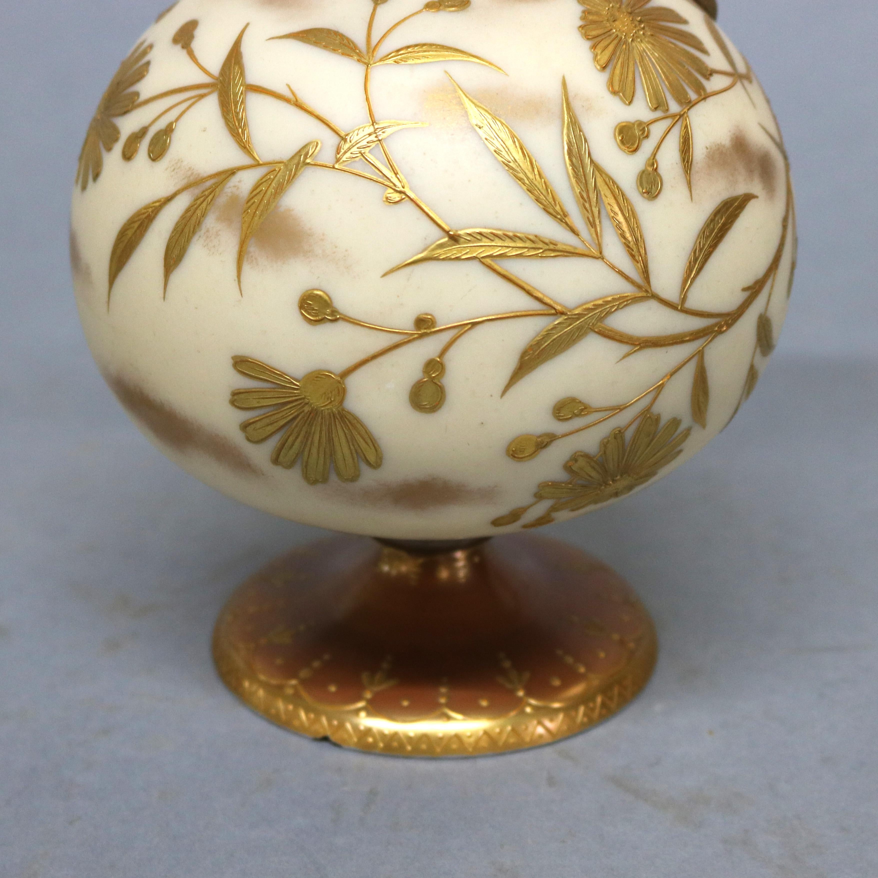 American Antique Crown Milano Mt. Washington Glass Ewer, Circa 1890