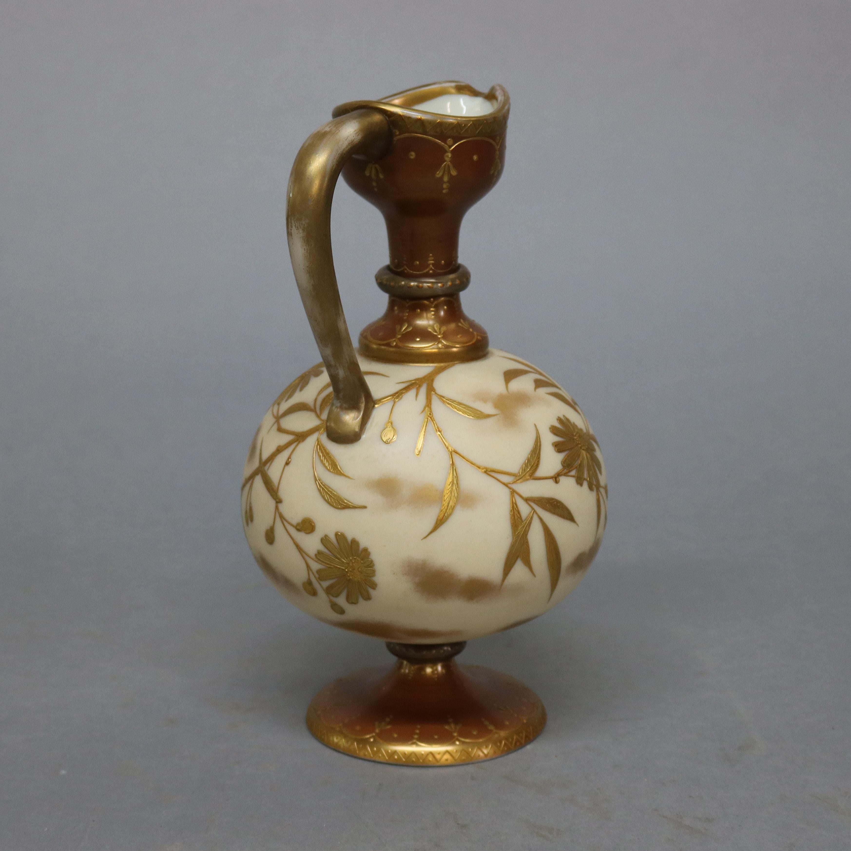 Antique Crown Milano Mt. Washington Glass Ewer, Circa 1890 1