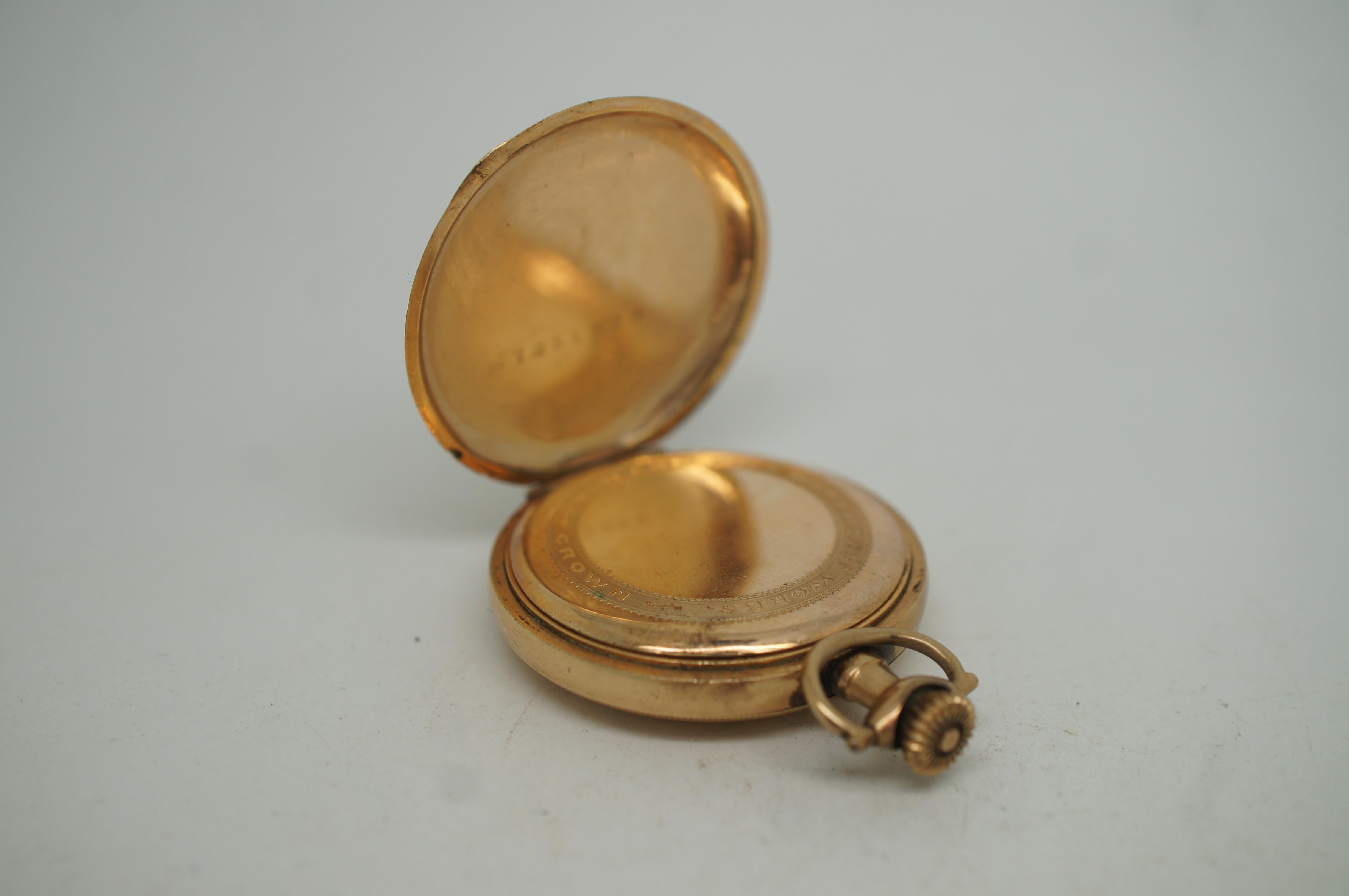 Antike Crown New York Standard Philadelphia Taschenuhr, 14k Gold, gefüllt, 7J (Metall) im Angebot