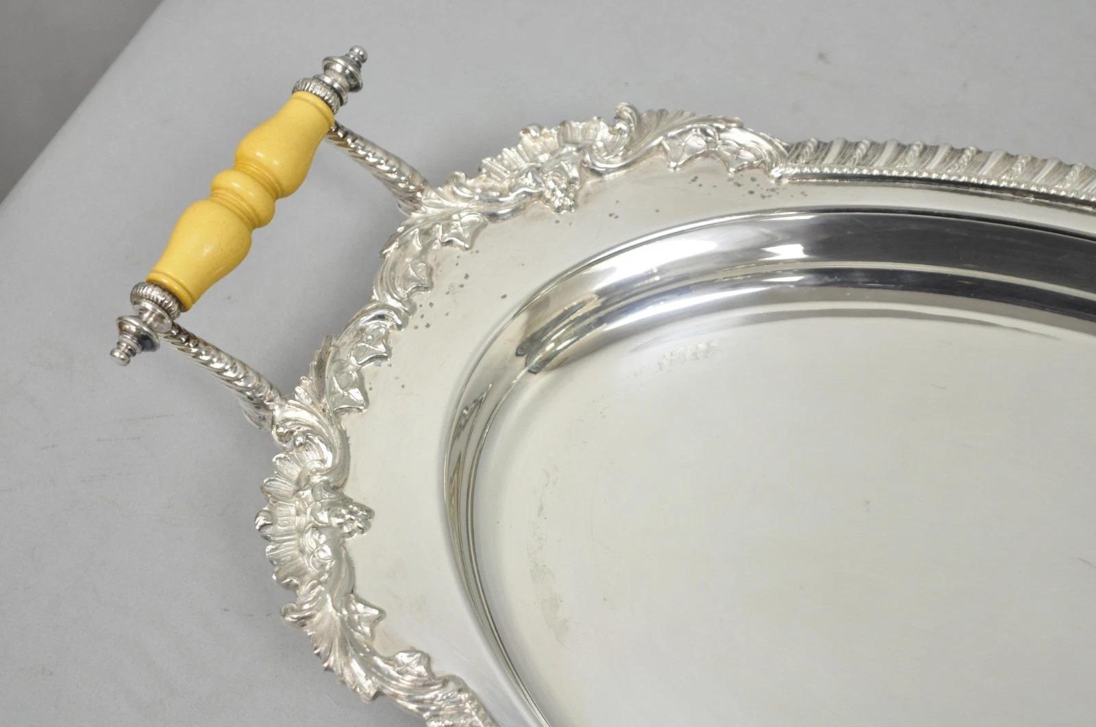 Antique Crown Silver Victorian Silver Plated Large Footed Serving Dish Platter For Sale 6