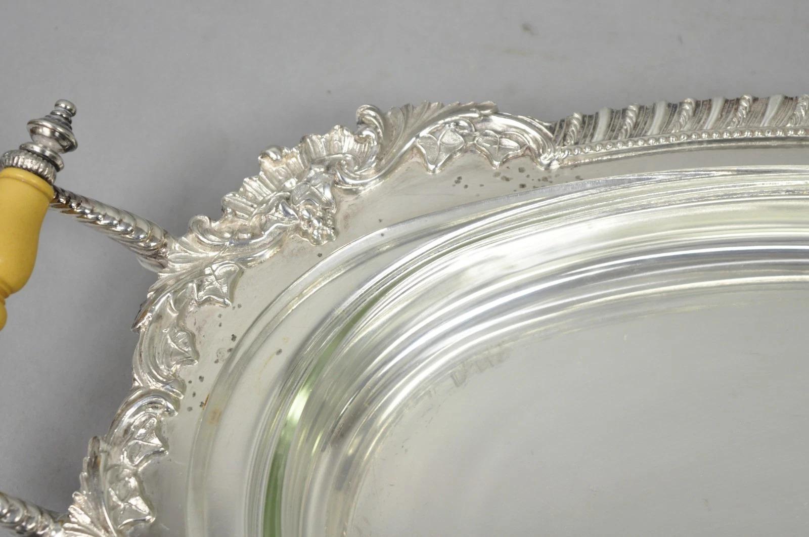 Antique Crown Silver Victorian Silver Plated Large Footed Serving Dish Platter For Sale 8