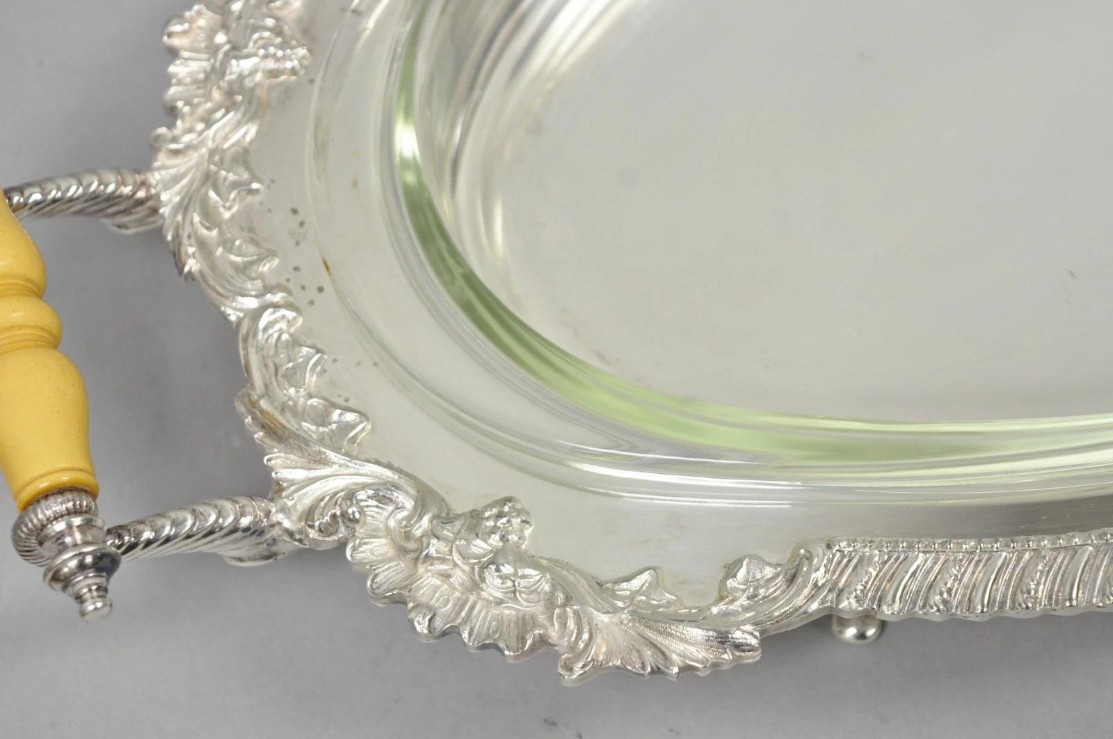 Antique Crown Silver Victorian Silver Plated Large Footed Serving Dish Platter For Sale 9