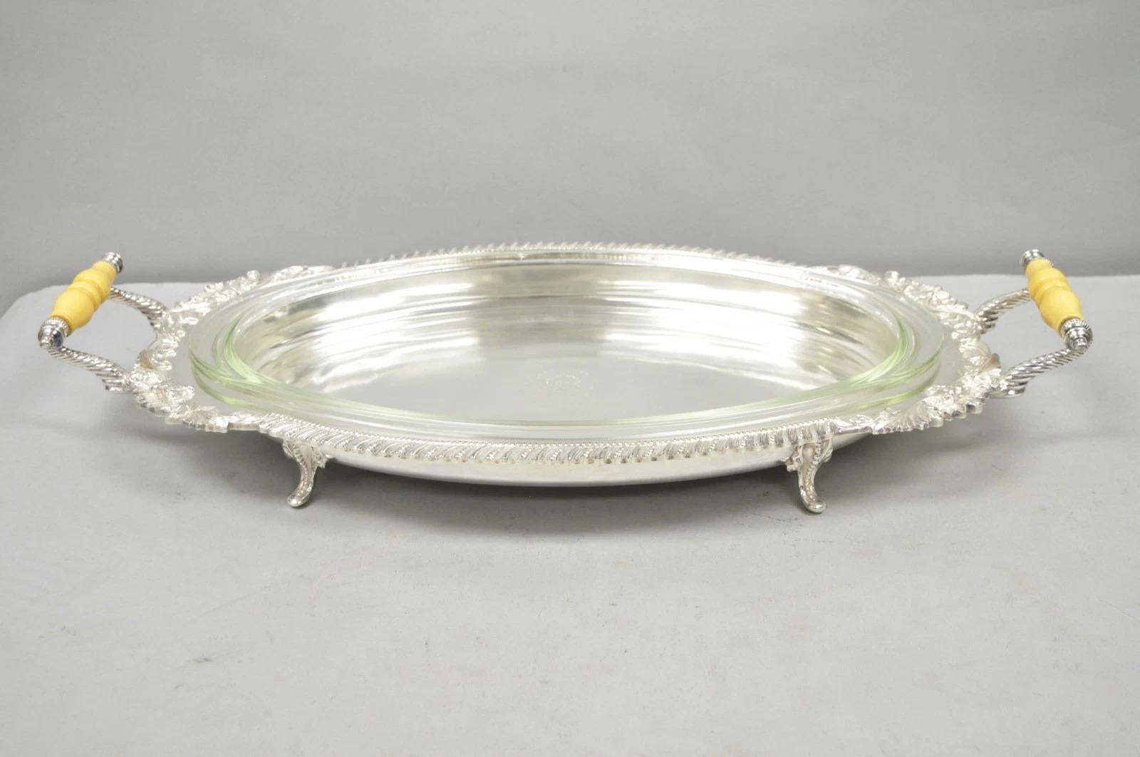 Antique Crown Silver Victorian Silver Plated Large Footed Serving Dish Platter For Sale 10